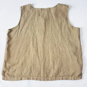 Hot Cotton Marc Ware‎ Linen Top Sleeveless Womens XL Relaxed Lagenlook Tan Beige thumbnail 3