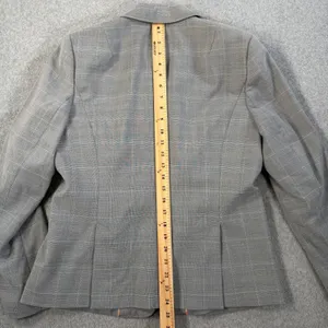 Banana Republic Women's Size 12 Gray Plaid Stretch Blazer Jacket Career Workwear thumbnail 11