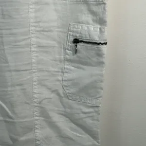 Style & Co White Linen‎ Cargo Capri Pants XL Elastic Drawstring Cropped Pockets thumbnail 4
