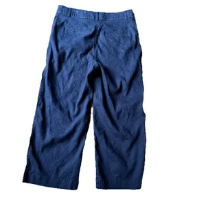 Loft Women’s Pants 4P Linen Blend Palmer Wide Leg Navy Blue‎ thumbnail 2