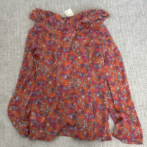 NEW NWT Free People nina printed top in tulip ditsy orange floral bell sleeve thumbnail 11