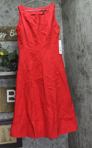 Aqua Womens Paneled Midi A-Line Dress IDL9634 Red M thumbnail 1