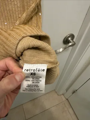 Retrofete SLATER SEQUIN KNIT DRESS Tan Size XS thumbnail 4