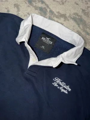 Hollister Navy Rugby Collar Sweatshirt Pullover XXL thumbnail 2