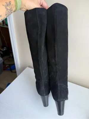 Born Elbe Black Suede Heeled Tall Boots Size 9 thumbnail 5