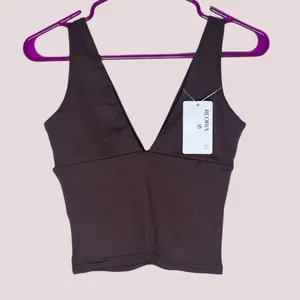NWT Reoria Brown Plunge Deep V Neck Sleeveless‎ V Backless Tank - Small thumbnail 5