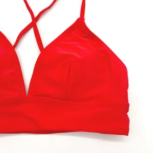 Triangle‎ Bikini Top Women XS Red Cross Back Stretch Minimalist Sporty Glam Pool thumbnail 3