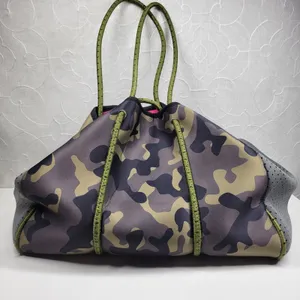 Haute Shore Camo Neoprene Tote Bag Pink Orange Stripe w/ Cosmetic Bag Gym Beach thumbnail 9