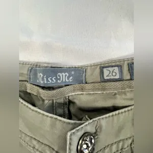 Miss Me • Olive Green Cargo Jeans Bead Embellished Cross Accent Size 26 thumbnail 9