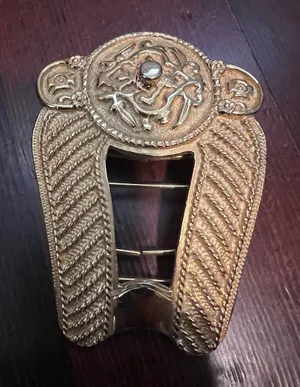 Alexis Kirk Belt Buckle Gold Toned 1980's 80s Mob Wife ONE‎ SIDE thumbnail 1
