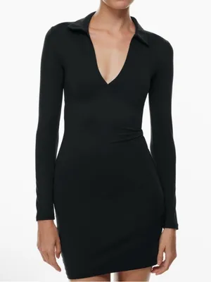 Aritizia Babaton Sullivan Contour Brown Long Sleeve Collared Dress Small NEW thumbnail 3