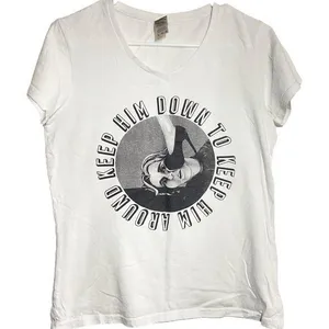 Gildan Tee Keep Him Down To Keep Him Around V-neck Graphic Tee White Medium thumbnail 1