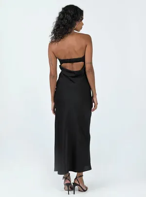 Black Strapless Midi Dress thumbnail 5