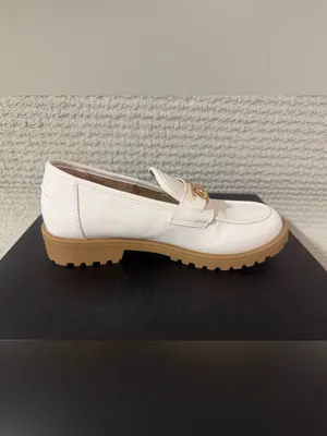 Cushionare Memory foam White Loafers with Gold Bit Detail thumbnail 8
