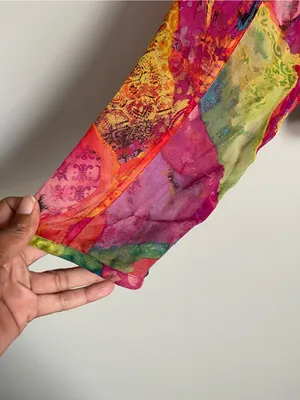 Chico's Multicolor Silk Cropped Button-Up Blouse Sz S thumbnail 6