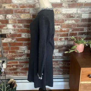 Adrienne Vittadini Gray Ruffle Cuff and Neck Long Sleeve Sweater Dress Size M thumbnail 5