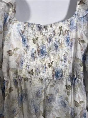 Eywol Long Sleeve White Floral Maxi Dress Large New With Tags thumbnail 6