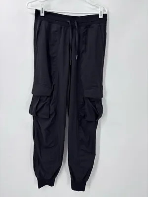 (E-576) lululemon athletica Black Cargo Joggers with Drawstring Waist thumbnail 3
