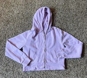 Brandy Melville Pink Fleece Cropped Hoodie One Size thumbnail 1
