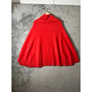 MERSEA Chalet Poncho Sweater Aperol Orange Cowl Neck Cozy Luxe Cape‎ Knit thumbnail 5