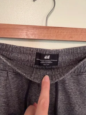 H&M high waisted drawstring dark gray soft pull on shorts thumbnail 5