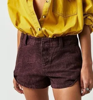 FREE‎ PEOPLE Burgundy Purple Low Rise Shorts size 30 thumbnail 1