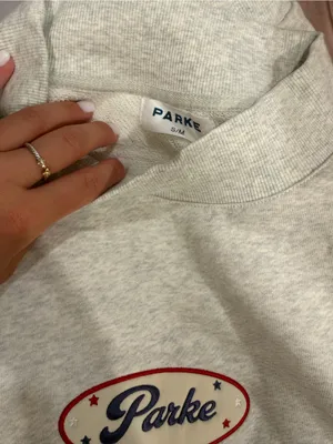 Parker Cream Mockneck Crewneck Sweatshirt with Red & Blue Logo Accents thumbnail 3