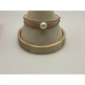 Adina Eden 14K Gold Plated Pearl Open Cuff Bracelet Waterproof NIB thumbnail 3