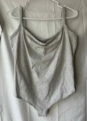 Skims Cotton Jersey Scoop Neck Bodysuit in Light Heather Grey Womens Size 2X thumbnail 1