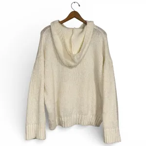 PILCRO Anthropologie‎ Cream Chunky Knit Oversized Hoodie Sweater Women Large thumbnail 8