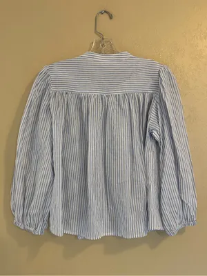 NWT Free Assembly Women's Shirred Cotton Button Down Blouse sz XS 0-2 thumbnail 2