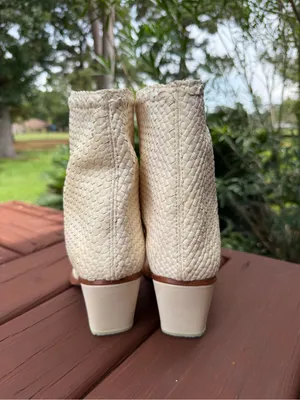 Miista Bondi Off White Woven Leather Western Ankle Boots Size US 7.5 $390 thumbnail 5