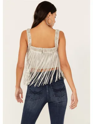 $250 Nwot Idyllwind Women'S Georgia Leather Fringe Lace-Up Bustier L thumbnail 4
