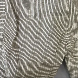 Anthropologie Grey/Beige and White Striped Linen Chinos High-Rise Comfort‎ sz S thumbnail 8