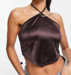ASOS Brown Satin Scarf Top thumbnail 1