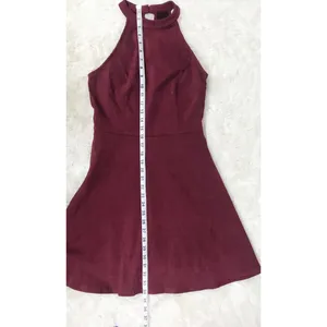 ALTAR"D STATE Burgundy Faux Suede Halter Mini Dress Size Small Sleeveless‎ Fall thumbnail 13