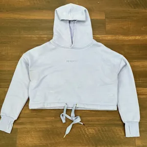 SHEFIT Luxe Cropped Hoodie Periwinkle Blue Drawstring Thumbhole Size M Top thumbnail 1
