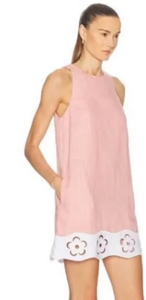 STAUD Light Pink Linen Mini Dress thumbnail 1