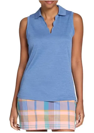 Lady Hagen Women's Clubhouse Scallop Sleeveless Polo Blue Small thumbnail 1