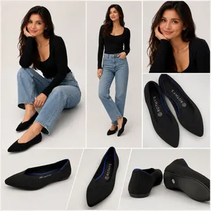Rothys The Point‎ Black Solid Pointed Toe Sustainable Knit Flats Womens 8.5 thumbnail 2