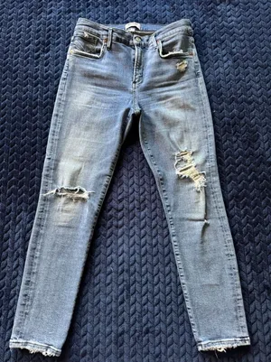 AGOLDE‎ Women's Blue Denim Distressed Jean Ankle Size 29 thumbnail 1