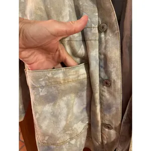 Free People embroidered sleeve Tie Dye layered denim parka jacket M thumbnail 12