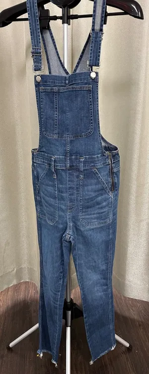 Madewell Raw-Hem Denim Overalls in Medium Wash – Size‎ Medium thumbnail 1