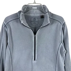 Tommy Bahama 100% Cotton Grey/Blue Half Zipup Sports Sweater Women’s Size M thumbnail 4