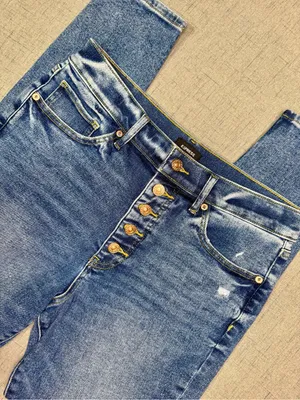 Express High Rise Skinny Jeans with Button Fly Distressed Size 10 Long Tall thumbnail 10