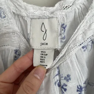 Joie Size S White Embroidered Flower 100% Cotton Tank Top Flowy Coquette thumbnail 4