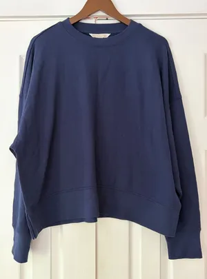 Shiraleah Chicago Navy Blue Oversized French Terry Crewneck Sweatshirt Large thumbnail 1