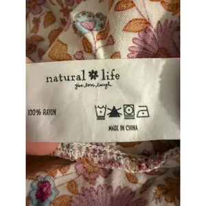 Natural Life Floral Tiered Boho Mini Dress Pink Orange Rayon Small whimsi dainty thumbnail 8