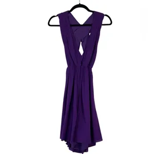 Alice & Olivia Purple Silk Deep V Mini Dress Womens XS Classic Luxury Y2K thumbnail 2