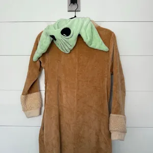 Star Wars Adult Small Grogu One Piece Pajama Zip Up Hooded thumbnail 5